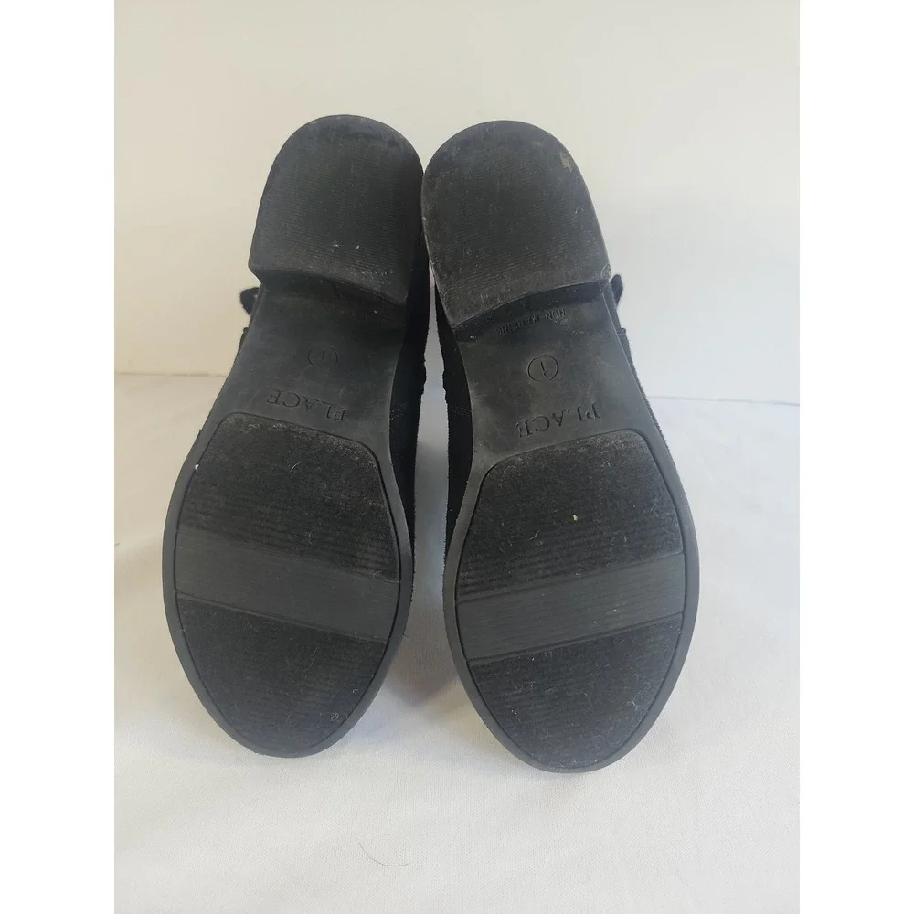 Place Kids Suede‎ Dress Boots Zipper Black With Gold Trim Size 1